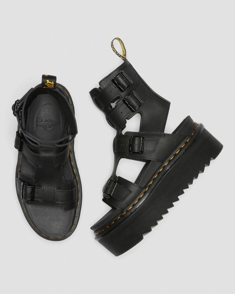 Dr Martens Giavanna Lær Platform Gladiatorsandaler Dame Svarte | Norge 491HAP